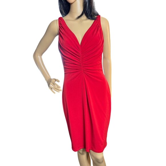 Enchante Dresses & Skirts - Enchante Sleeveless Red Ruched Evening Dress Size 12